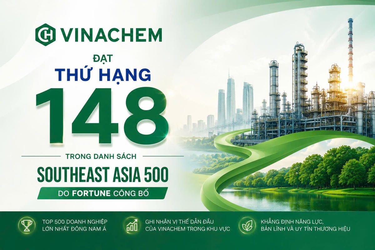 Vinachem được vinh danh trong Bảng xếp hạng 500 doanh nghiệp hàng đầu Đông Nam Á năm 2026