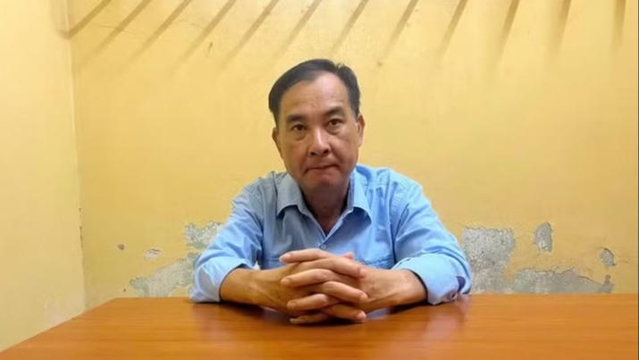 Đối tượng Đàm Văn Tuấn tại cơ quan công an.