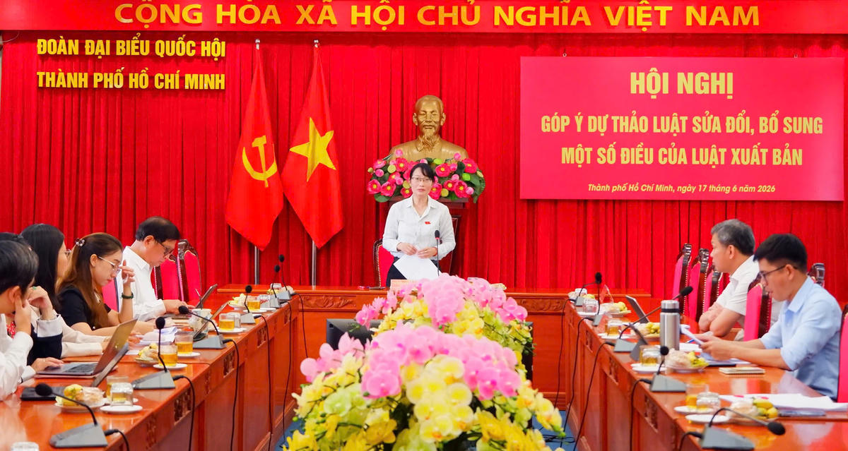 Bà Trần Thị Diệu Thúy, Thành ủy viên, Phó Trưởng đoàn chuyên trách Đoàn Đại biểu Quốc hội TP Hồ Chí Minh chủ trì. Ảnh: H.L
