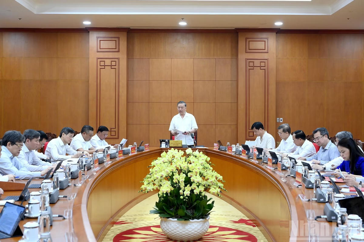 Tổng Bí thư, Chủ tịch nước Tô Lâm phát biểu tại cuộc làm việc - Ảnh: Báo Nhân Dân