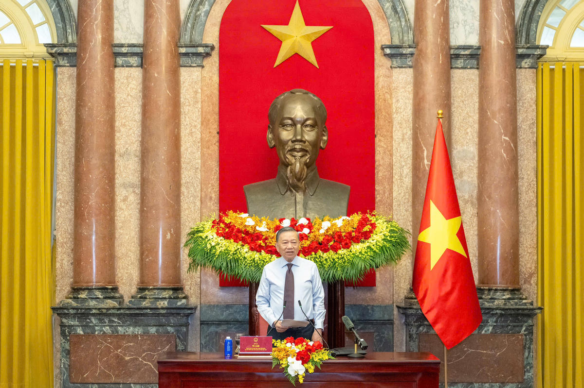 Tổng Bí thư, Chủ tịch nước Tô Lâm phát biểu tại cuộc gặp các nhà báo tiêu biểu vào chiều 16/6. Ảnh: Việt Trung