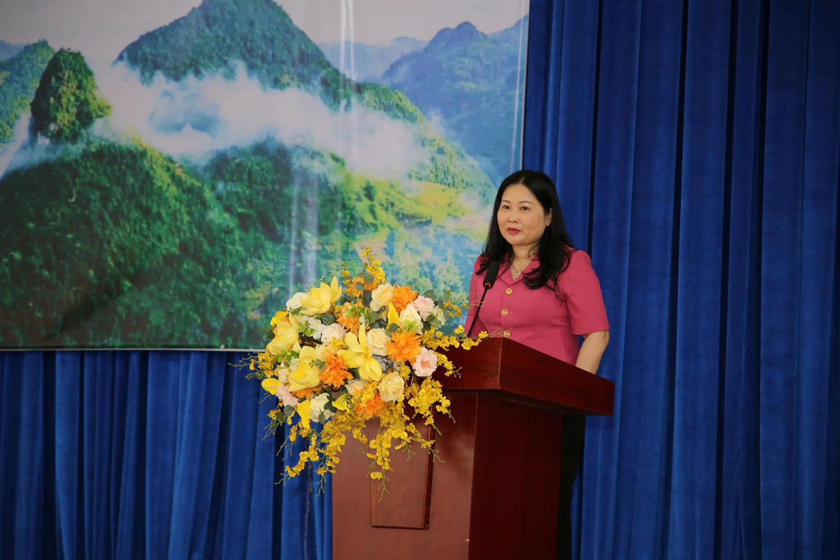 Bà Vũ Thị Hiền Hạnh - Phó Chủ tịch UBND tỉnh Lào Cai phát biểu tại chương trình. Ảnh: Vương Long