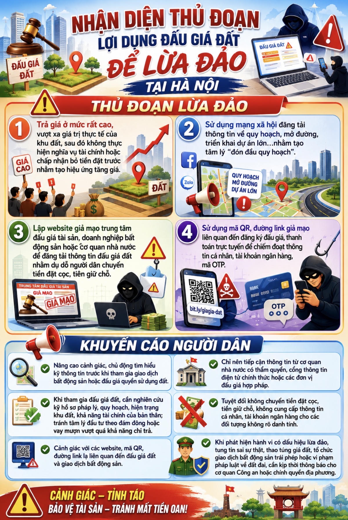 Nhận diện thủ đoạn lợi dụng đấu giá đất để lừa đảo tại Hà Nội. Ảnh: TTN