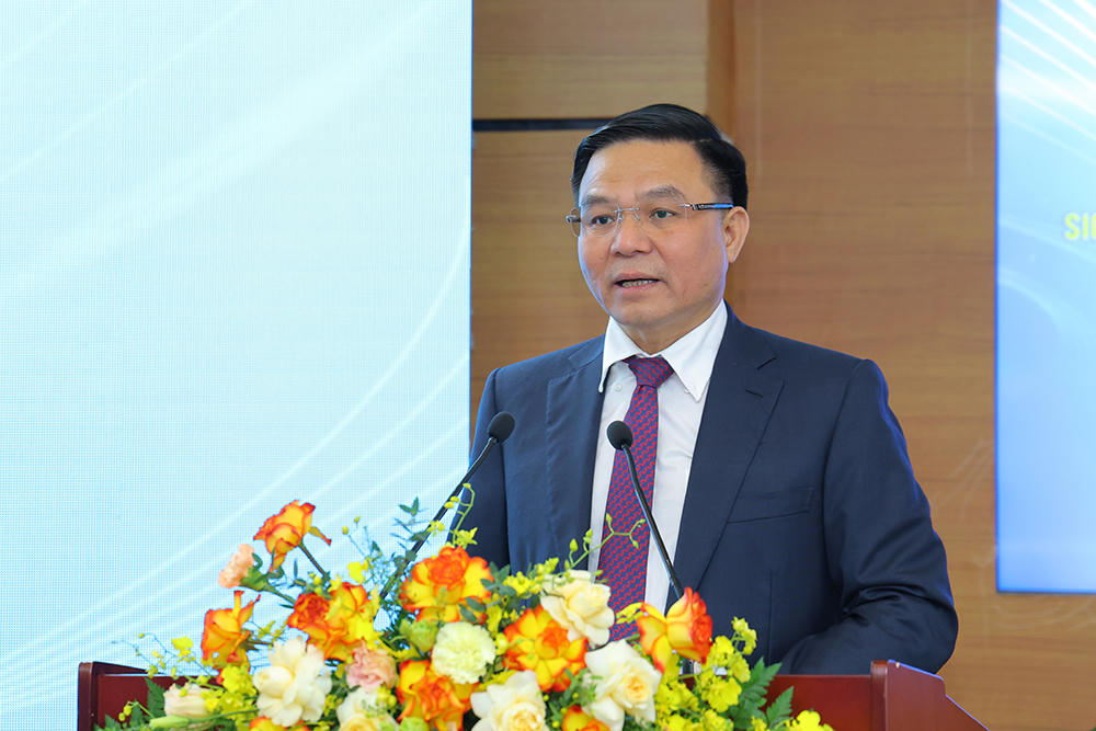 Bộ trưởng Bộ Công Thương Lê Mạnh Hùng phát biểu tại lễ ký.