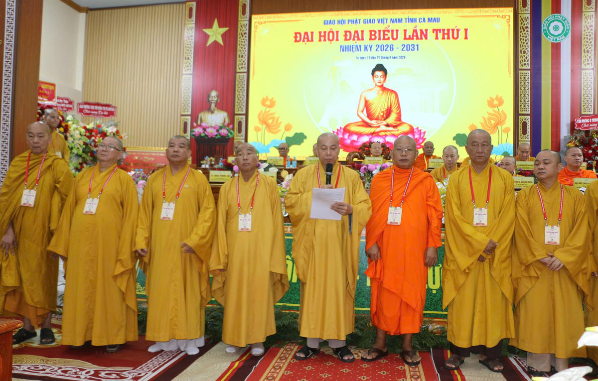 Thượng tọa Thích Giác Nghi được suy cử làm Trưởng ban Trị sự Giáo hội Phật giáo Việt Nam tỉnh Cà Mau khóa mới, nhiệm kỳ 2026 - 2031. Ảnh: Nguyên Du