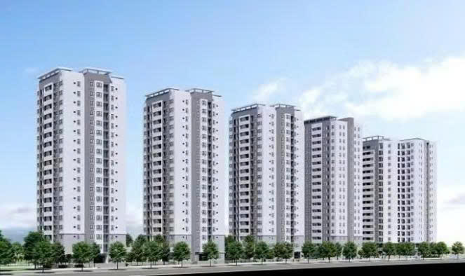 Phối cảnh tổng thể Dự án đầu tư xây dựng nhà ở cho thuê tại Khu đô thị mới Pháp Vân - Tứ Hiệp.