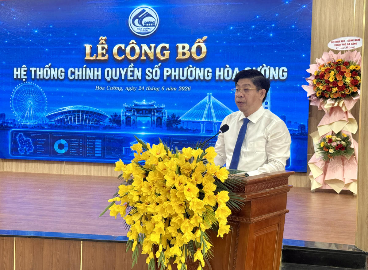 Ông Trương Thanh Dũng, Chủ tịch UBND phường Hòa Cường: "Tháng 3/2026, Cục Chuyển đổi số quốc gia chọn khảo sát phường Hòa Cường để phục vụ xây dựng mô hình chuyển đổi số cấp xã trên phạm vi toàn quốc; đánh giá cao tính thực tiễn và khả năng nhân rộng mô hình của phường". Ảnh: Nguyễn Tú.