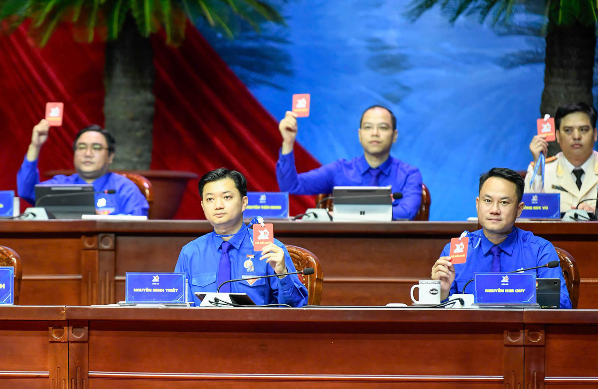 Đại hội biểu quyết thông qua đề án Ban Chấp hành Trung ương Đoàn khóa XIII. Ảnh: PV