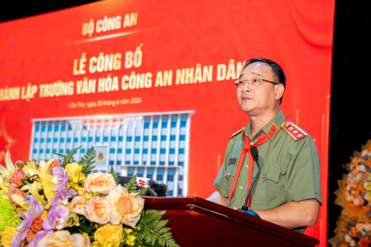 Thượng tướng Phạm Thế Tùng - Thứ trưởng Bộ Công an phát biểu tại buổi lễ. Ảnh: Trí Nhân
