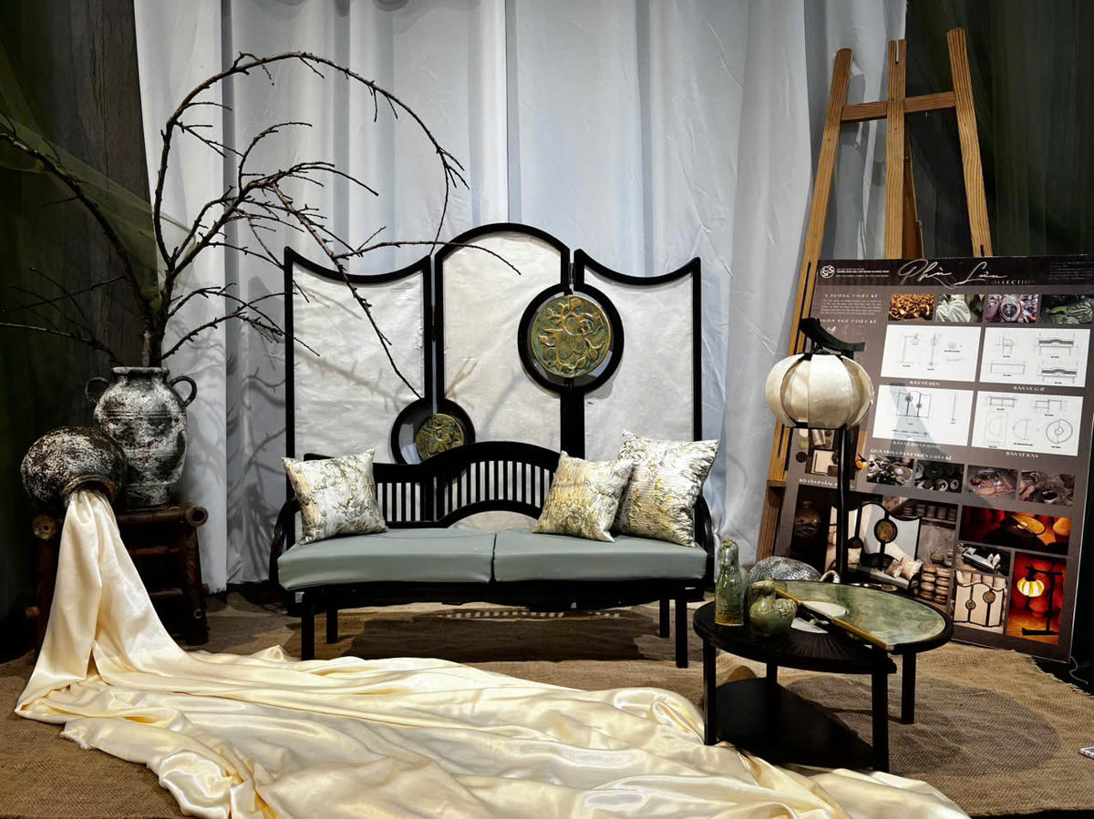 Đồ án thiết kế nội thất “Phù lưu Collection” chuyển hóa hình ảnh trầu cau, gốm và không gian làng quê Việt thành ngôn ngữ thiết kế đương đại.