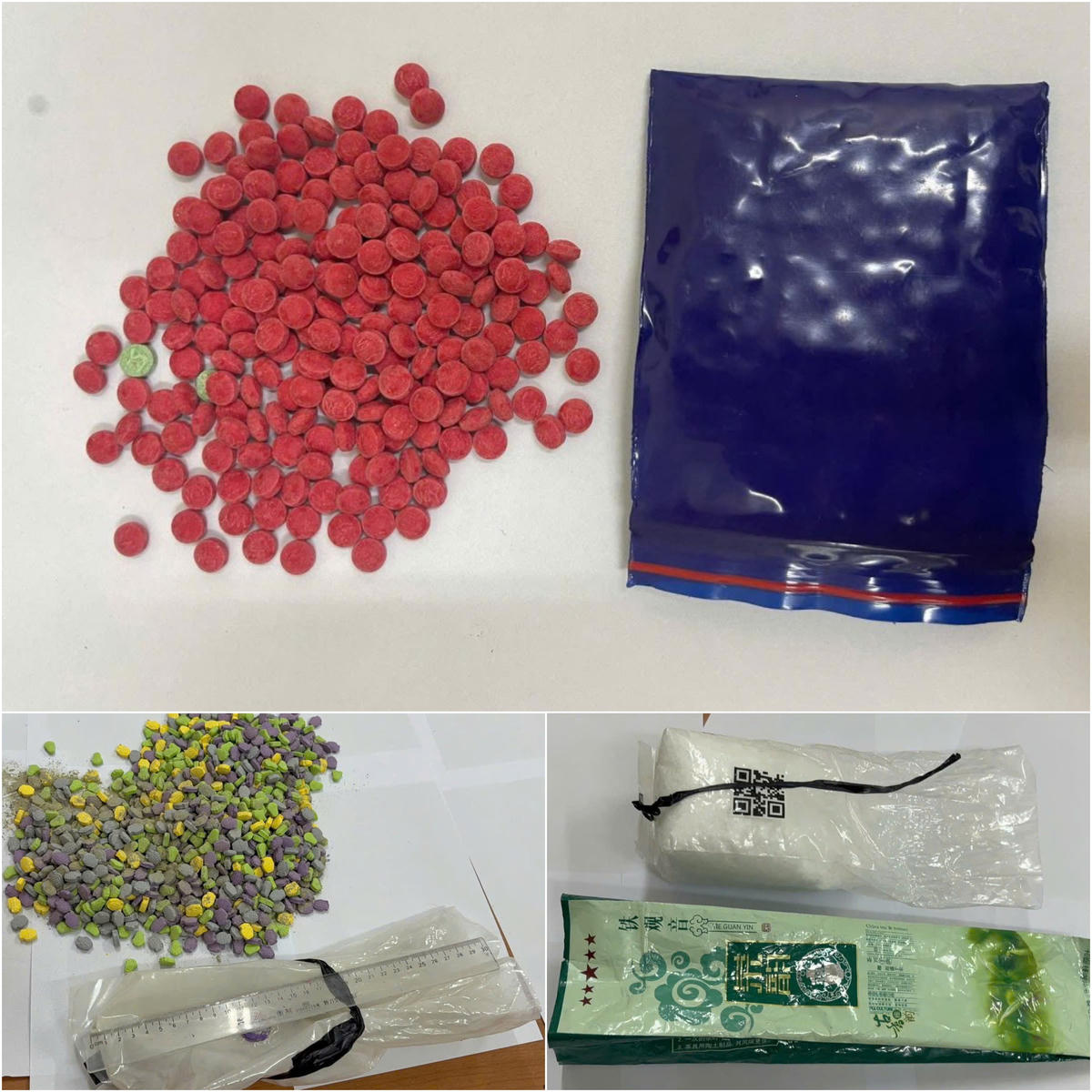 Hơn 6.400 viên ma túy tổng hợp; 3,4kg ma túy... đã bị thu giữ. Ảnh: CANB