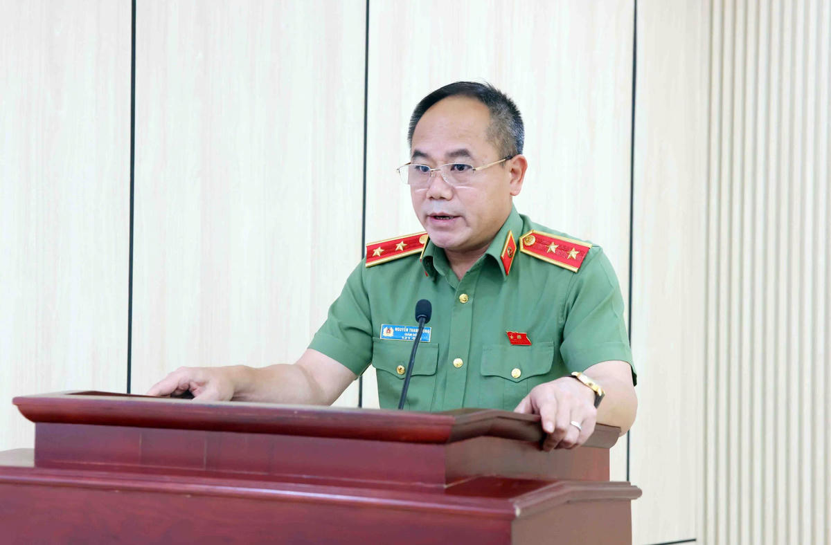 Giám đốc Công an TP Hà Nội, Trung tướng Nguyễn Thanh Tùng phát biểu tại buổi lễ.