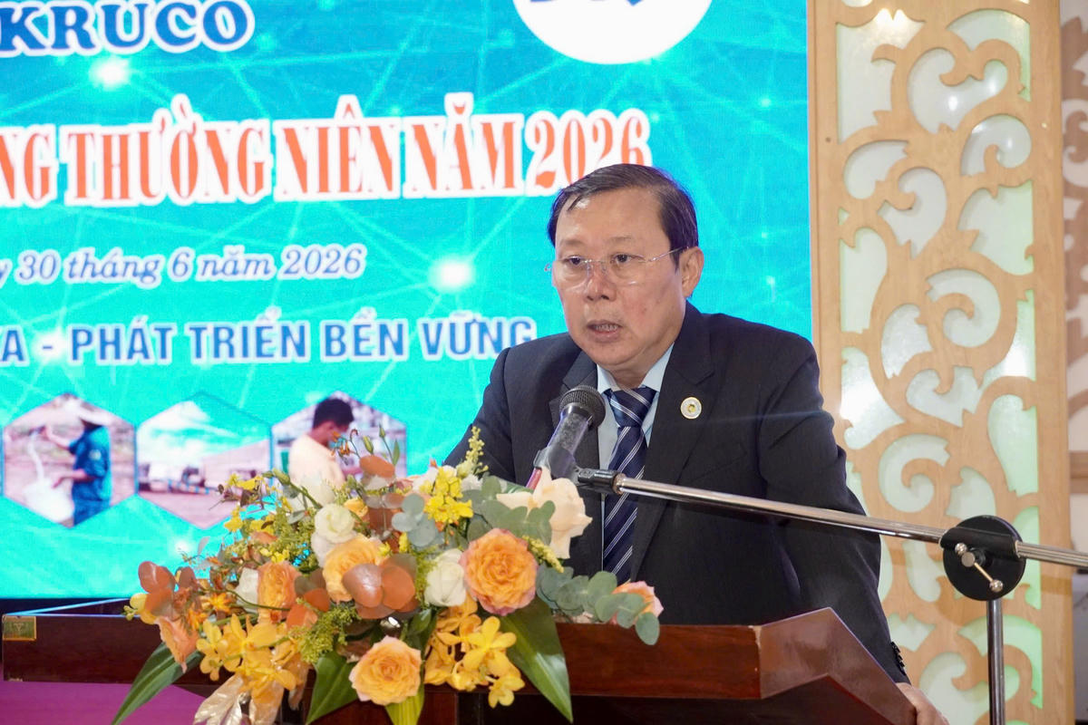 Ông Nguyễn Viết Tượng - Chủ tịch Hội đồng quản trị Dakruco phát biểu.