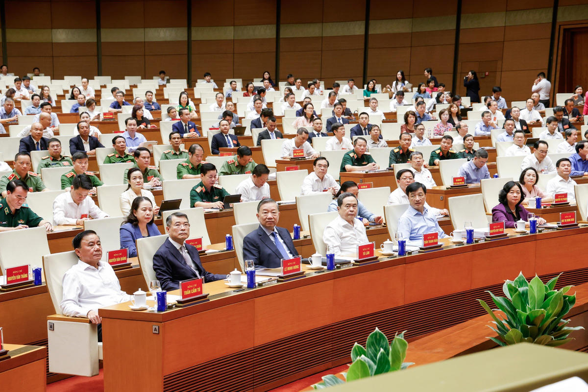Tổng Bí thư, Chủ tịch nước Tô Lâm cùng lãnh đạo Đảng, Nhà nước, MTTQ Việt Nam dự hội nghị. Ảnh: Quang Vinh