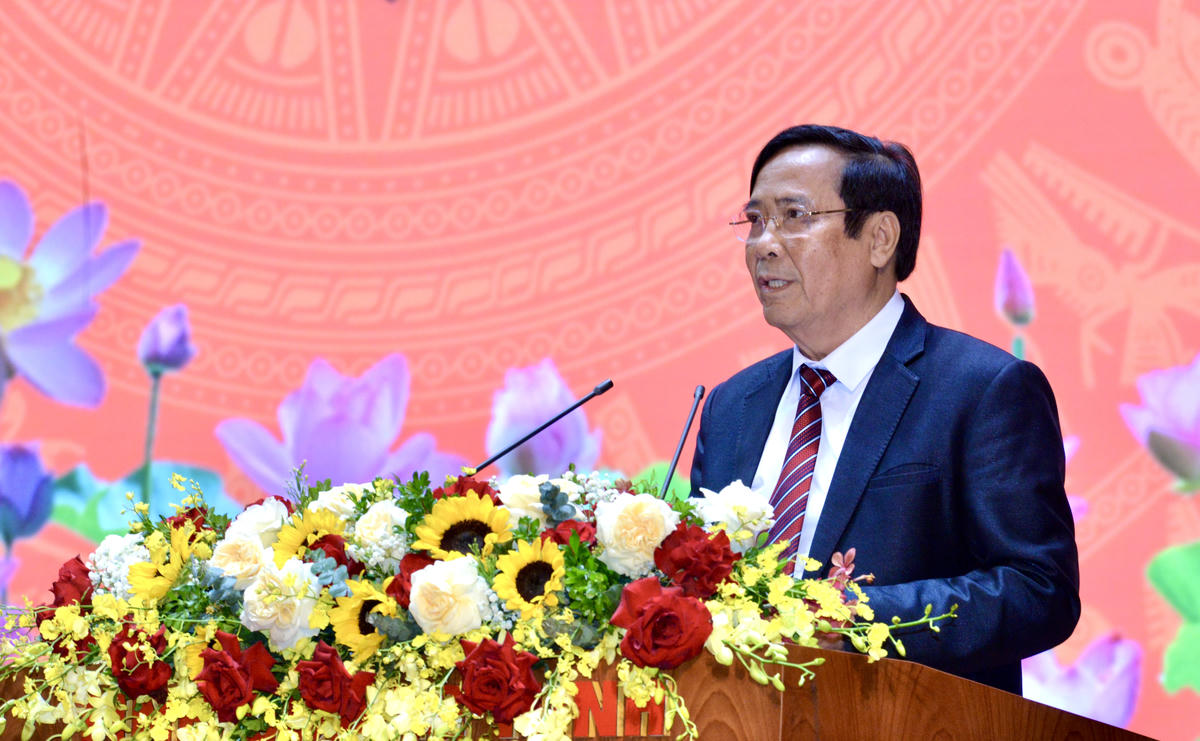 Chủ tịch Trung ương Hội Người cao tuổi Việt Nam Nguyễn Thanh Bình phát biểu tại Đại hội.
