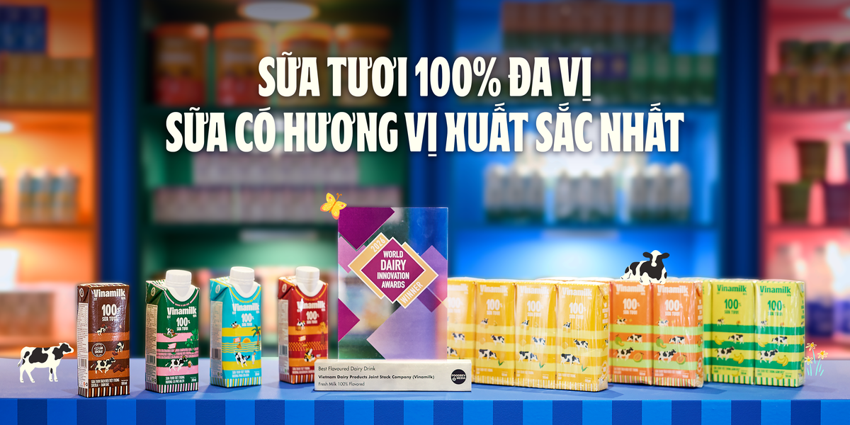 Sữa tươi Vinamilk 100% đa vị được vinh danh tại World Dairy Innovation Awards 2026 với hạng mục Sản phẩm sữa có hương vị xuất sắc nhất (Ảnh: VN).