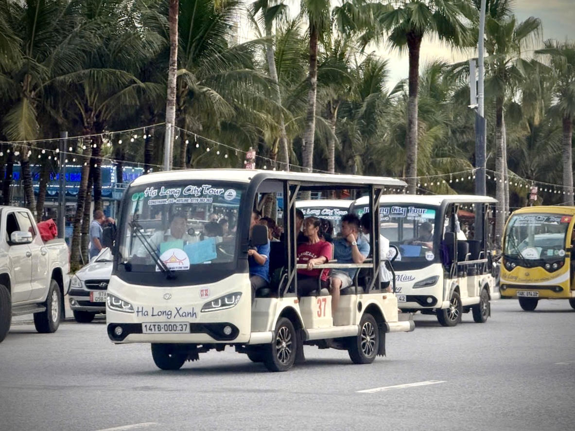 Xe điện được nhiều du khách lựa chọn cho những đoạn đường di chuyển ngắn trong khu du lịch.