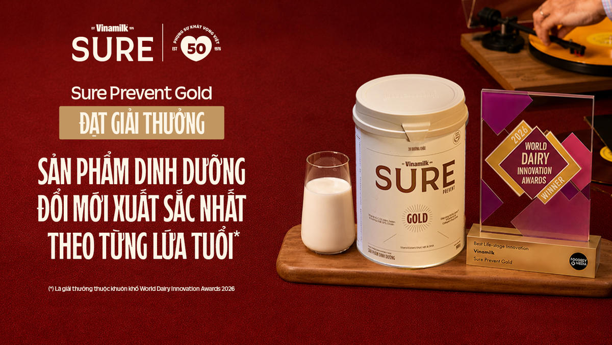 Ra đời với mục tiêu giúp người bước vào tuổi 50+ có thể sống khỏe chủ động, Vinamilk Sure Prevent Gold được trao giải Sản phẩm dinh dưỡng đổi mới xuất sắc nhất theo từng lứa tuổi (Ảnh: VN).