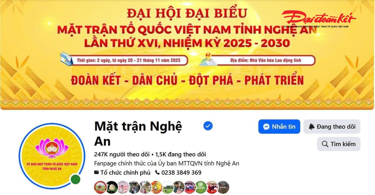 Fanpage Mặt trận Nghệ An đạt gần 4 triệu lượt tiếp cận. Ảnh: ĐB