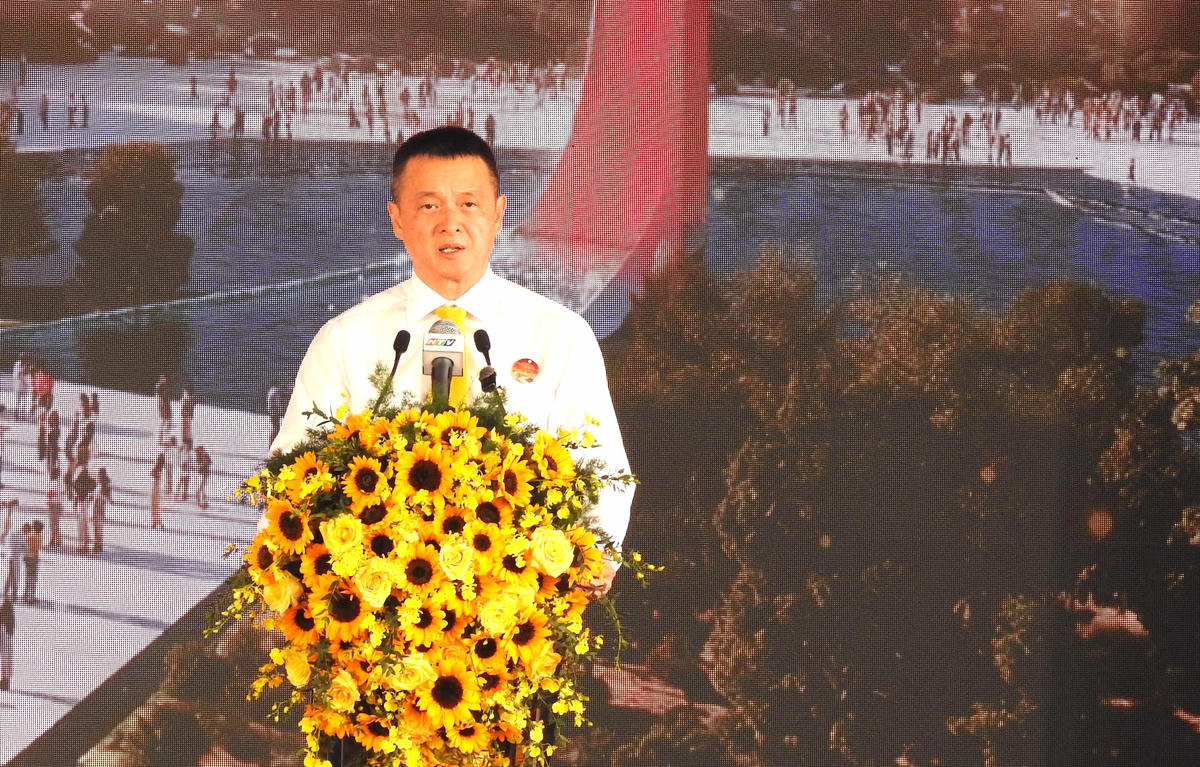 Ông Đặng Minh Trường phát biểu tại buổi lễ khởi công. Ảnh: Đ.Xá.
