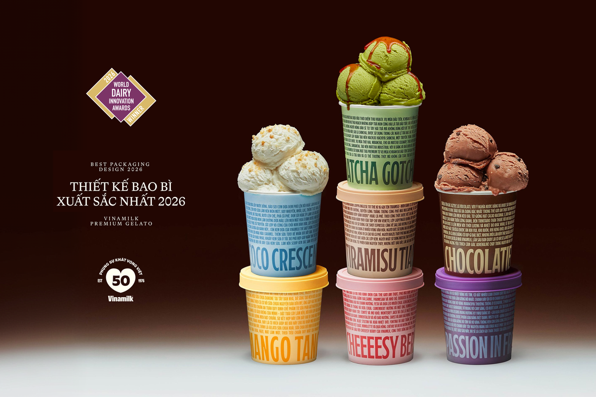 Quyết định táo bạo đi ngược lối mòn trong thiết kế của ngành hàng, đã giúp dòng kem Gelato của Vinamilk mang về giải Thiết kế bao bì xuất sắc nhất (Ảnh: VN).