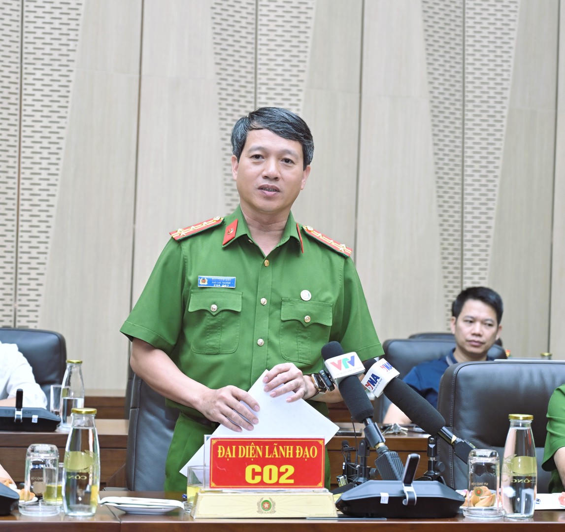 Đại tá Bùi Tuấn Anh, Phó Cục trưởng Cục Cảnh sát điều tra tội phạm về trật tự xã hội, Bộ Công an phát biểu tại Họp báo.