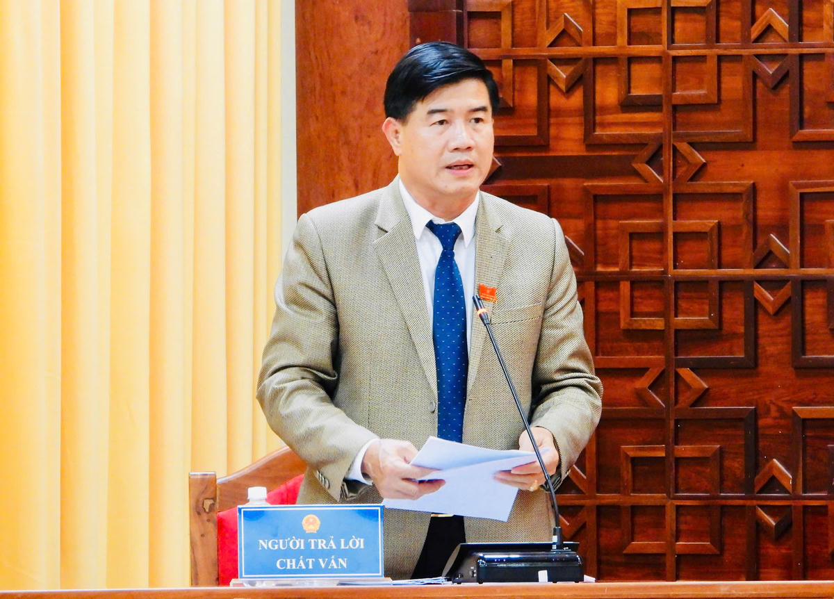Phó Chủ tịch UBND tỉnh Nguyễn Thiên Văn trả lời chất vấn. Ảnh: Thanh Nga.