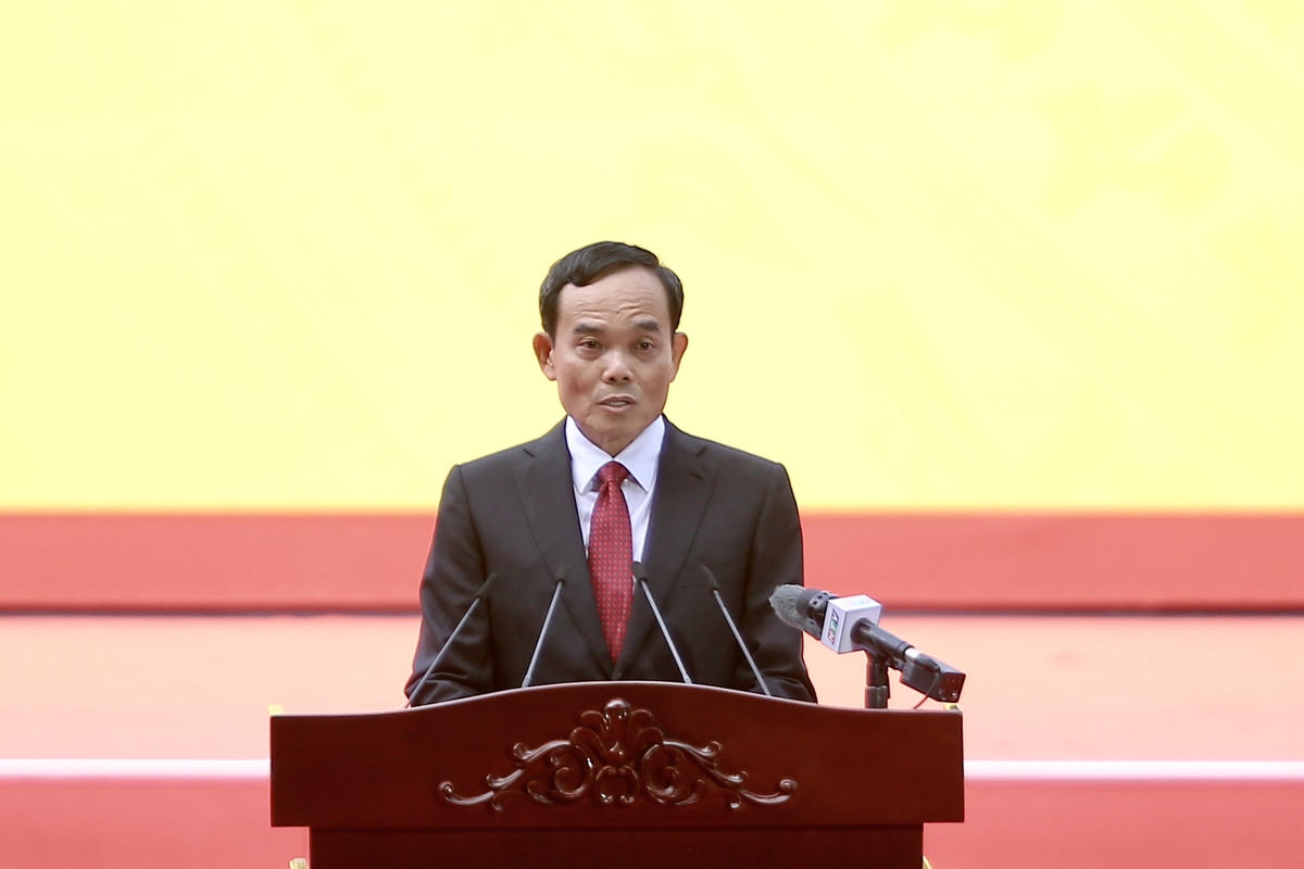 Bí thư Thành ủy TP Hồ Chí Minh Trần Lưu Quang phát biểu diễn văn Lễ kỷ niệm. Ảnh: MH.