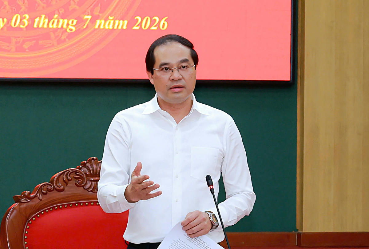 Bí thư Tỉnh ủy Thái Nguyên Trịnh Xuân Trường phát biểu tại buổi làm việc. Ảnh: TNGOP.