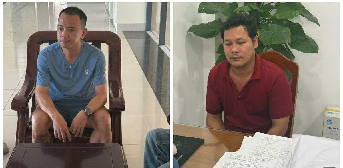 Các đối tượng: Nguyễn Trọng Nghĩa, Đào Thành Trung trong đường dây cá độ bóng đá liên tỉnh. (ảnh do Công an tỉnh Lâm Đồng cung cấp)