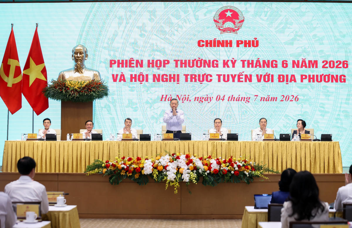 Tổng Bí thư, Chủ tịch nước Tô Lâm cùng các lãnh đạo Đảng, Nhà nước tại phiên họp Chính phủ thường kỳ tháng 6/2026 và Hội nghị trực tuyến Chính phủ với các địa phương - Ảnh: Nhật Bắc