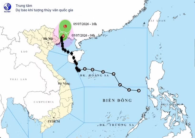 Vị trí và đường đi của bão số 1. (Nguồn: Trung tâm Dự báo khí tượng thủy văn Quốc gia).