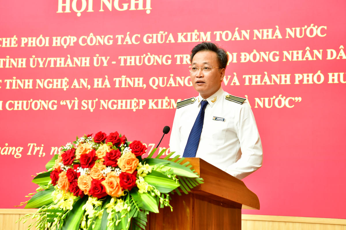 Tổng Kiểm toán Nguyễn Hữu Nghĩa phát biểu tại hội nghị