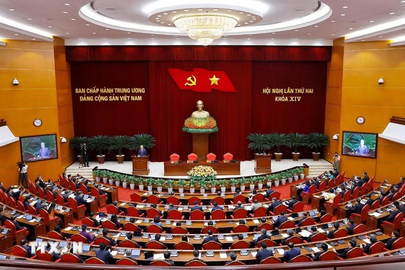 Hội nghị lần thứ hai Ban Chấp hành Trung ương Đảng khóa XIV. (Ảnh: Doãn Tấn/TTXVN).