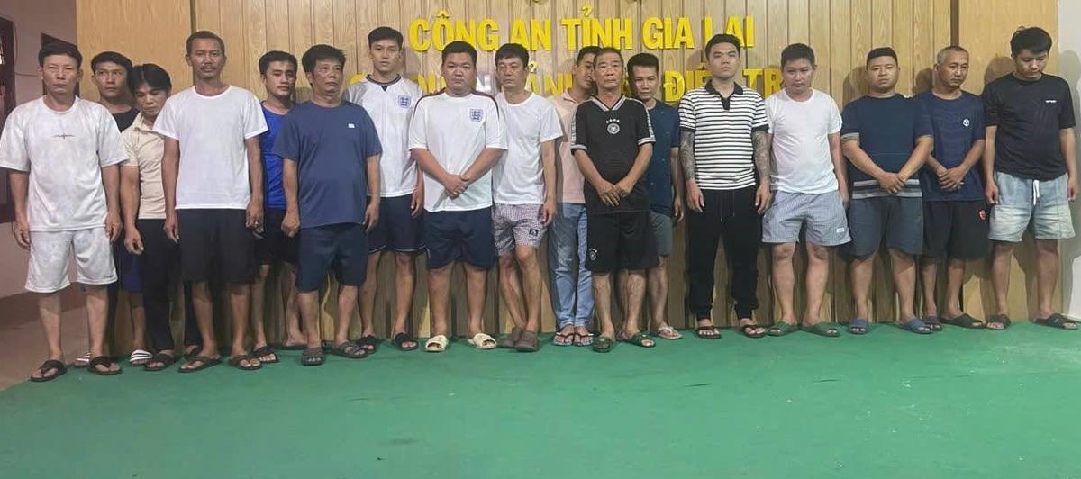Các đối tượng tại cơ quan điều tra. Ảnh: CA Gia Lai.