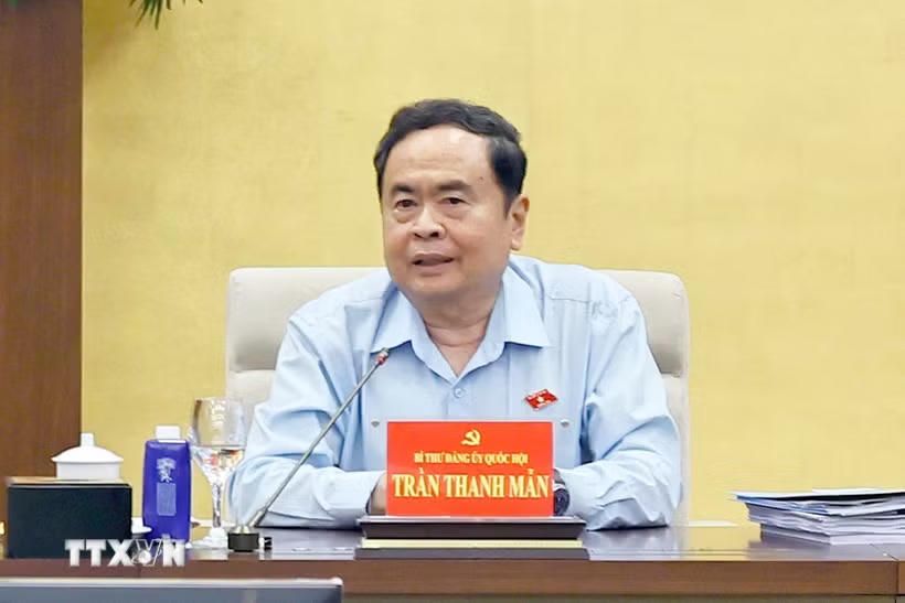 Bí thư Đảng ủy Quốc hội, Chủ tịch Quốc hội Trần Thanh Mẫn phát biểu. (Ảnh: Doãn Tấn/TTXVN).