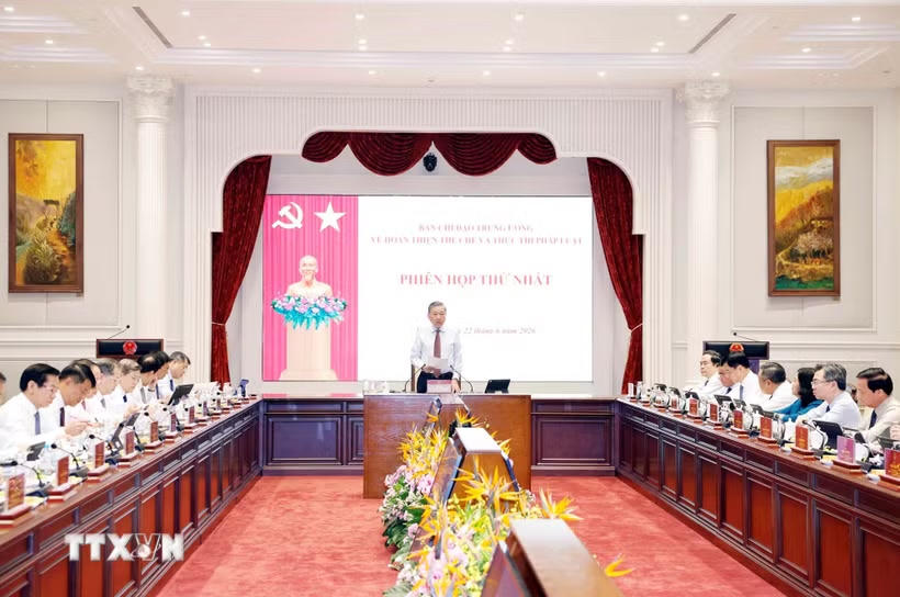 Tổng Bí thư, Chủ tịch nước Tô Lâm chủ trì Phiên họp thứ nhất của Ban Chỉ đạo Trung ương về hoàn thiện thể chế và thực thi pháp luật. (Ảnh: Thống Nhất/TTXVN).