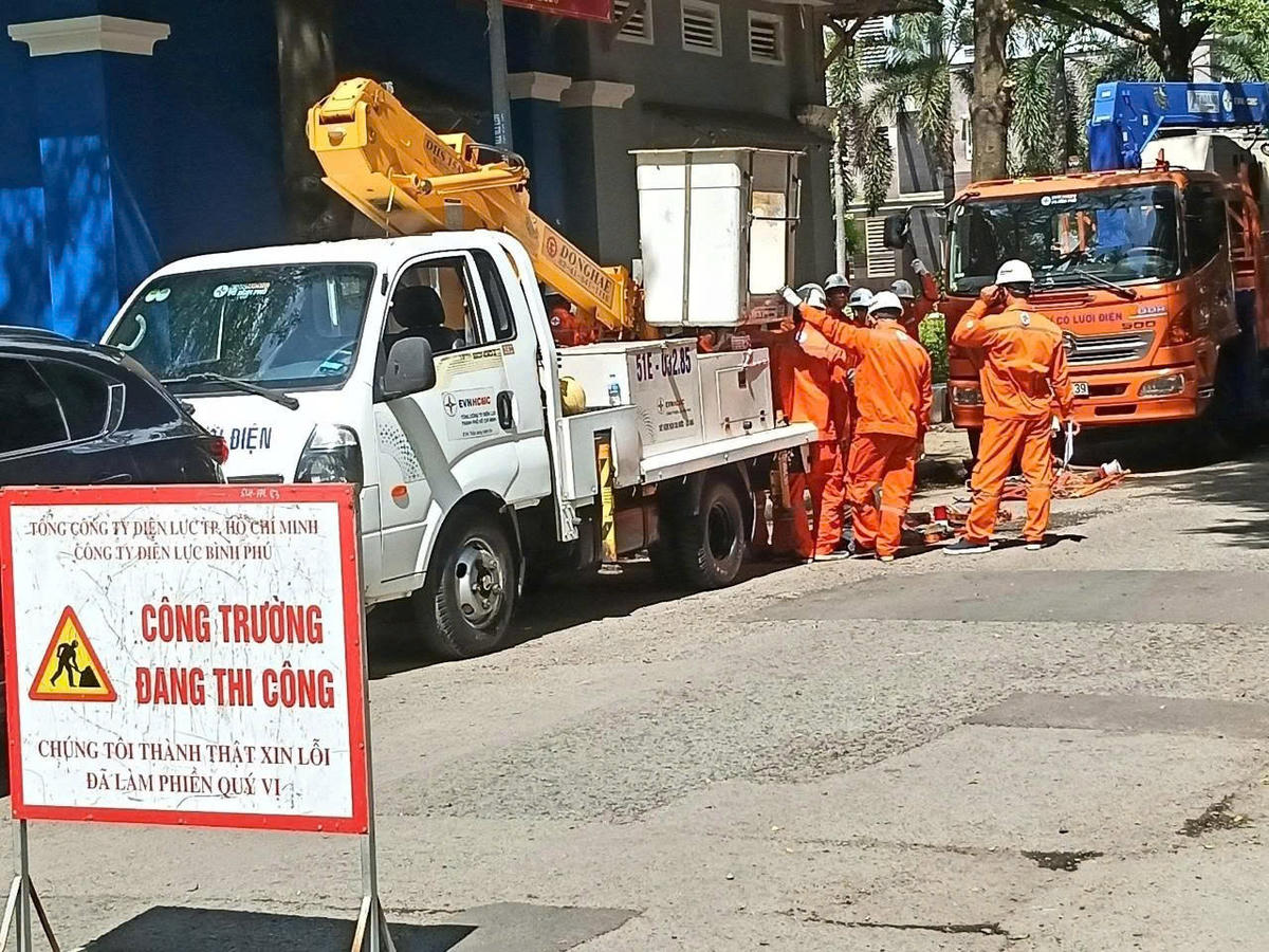 Hình ảnh diễn tập của Công ty Điện lực Bình Phú.