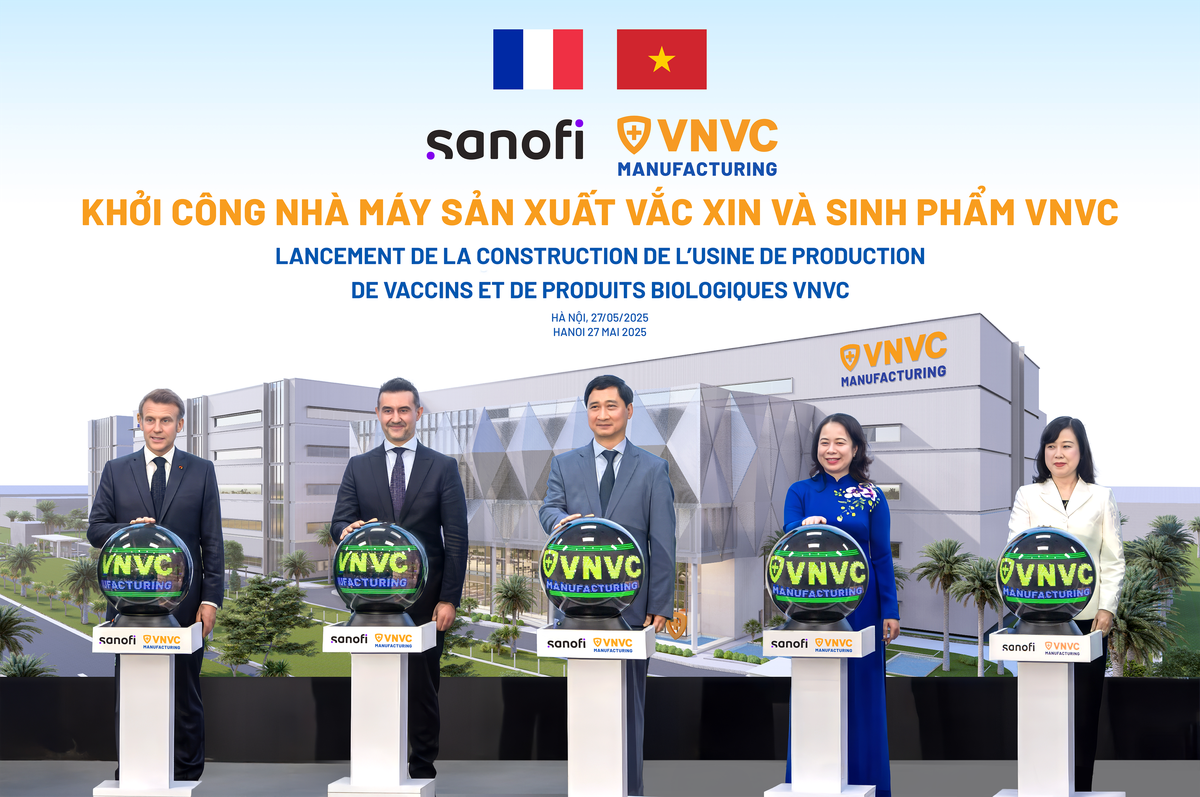 Nhà máy Vắc xin và Sinh phẩm VNVC khởi công tháng 5/2025 có sự tham dự của Tổng thống Pháp Emmanuel Macron trong chuyến thăm và làm việc tại Việt Nam. Ảnh: Hải Nam.