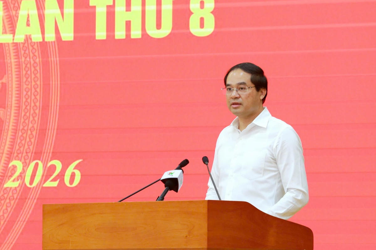 Bí thư Tỉnh ủy Thái Nguyên Trịnh Xuân Trường phát biểu tại hội nghị Ảnh: TNGOP.