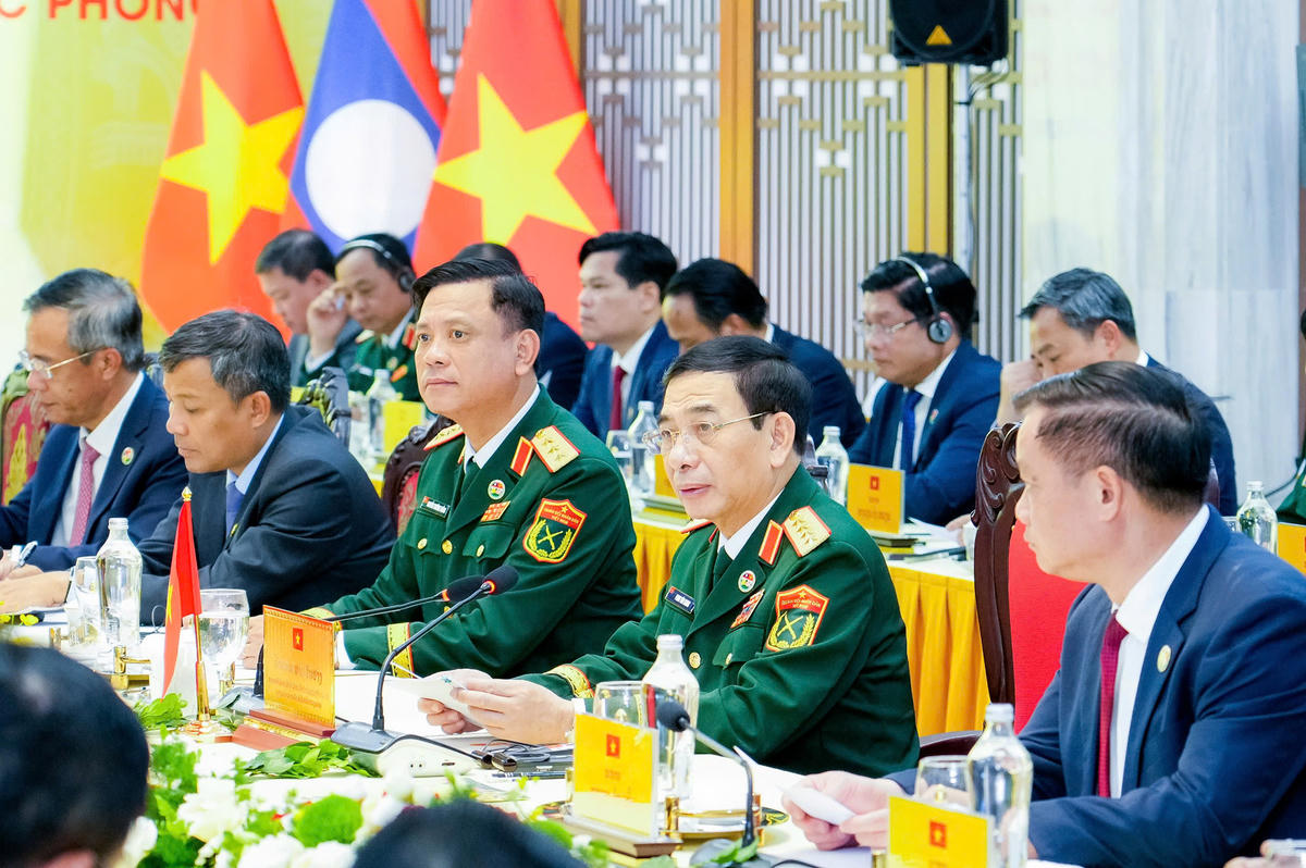 Đại tướng Phan Văn Giang - Phó Thủ tướng Chính phủ, Bộ trưởng Bộ Quốc phòng Việt Nam phát biểu. Ảnh: Phạm Bằng