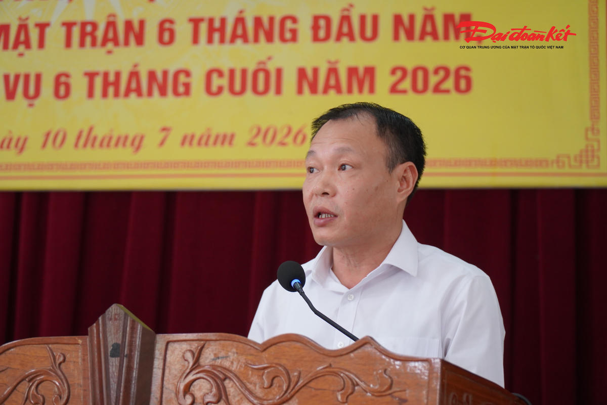 Phó Chủ tịch Thường trực Ủy ban MTTQ Việt Nam tỉnh Hà Tĩnh Thái Ngọc Hải báo cáo kết quả công tác Mặt trận. Ảnh: HN.