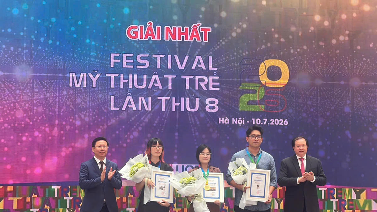 3 gương mặt nghệ sĩ trẻ đã xuất sắc giành được giải nhất Festival Mỹ thuật trẻ lần thứ 8 năm 2026.