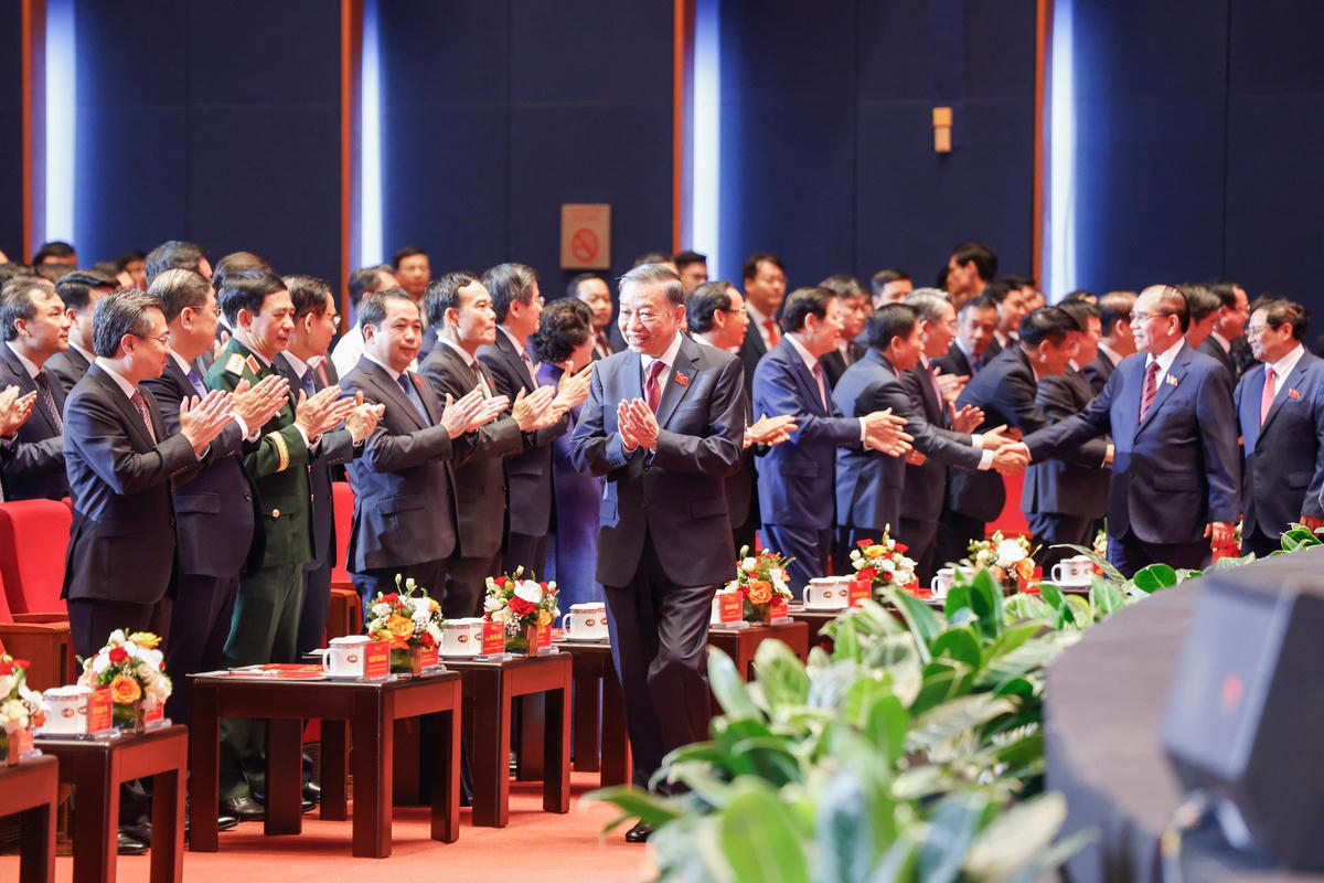 Tổng Bí thư, Chủ tịch nước Tô Lâm cùng các đại biểu dự lễ kỷ niệm. Ảnh: Quang Vinh