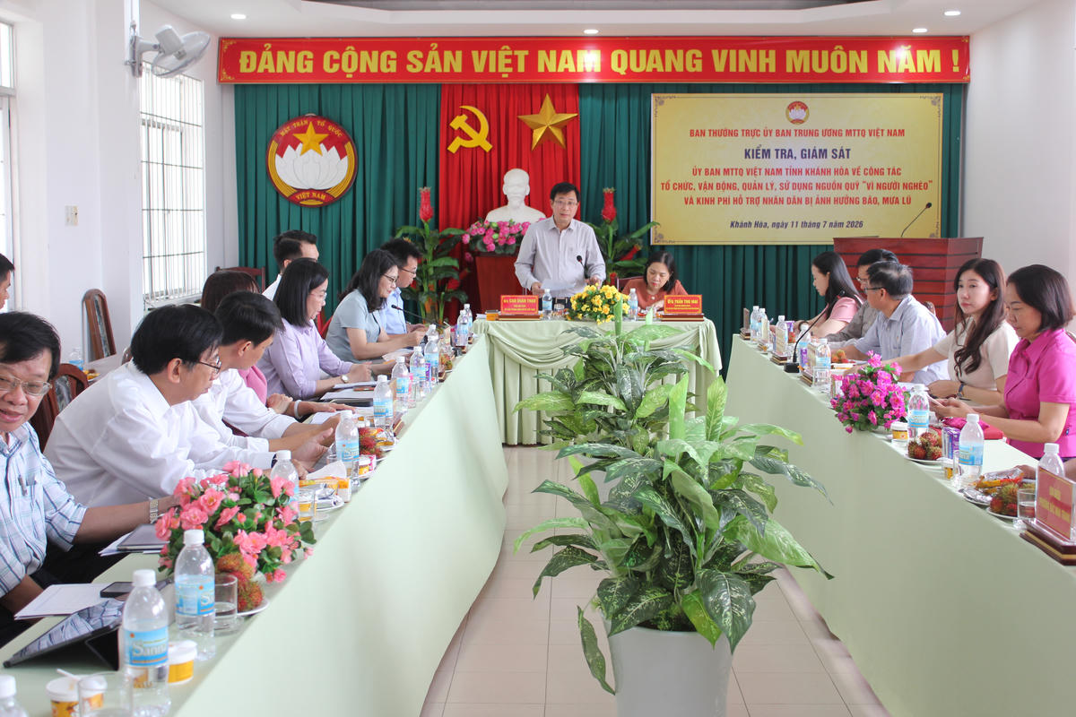Phó Chủ tịch Ủy ban Trung ương MTTQ Việt Nam Cao Xuân Thạo phát biểu tại buổi kiểm tra.