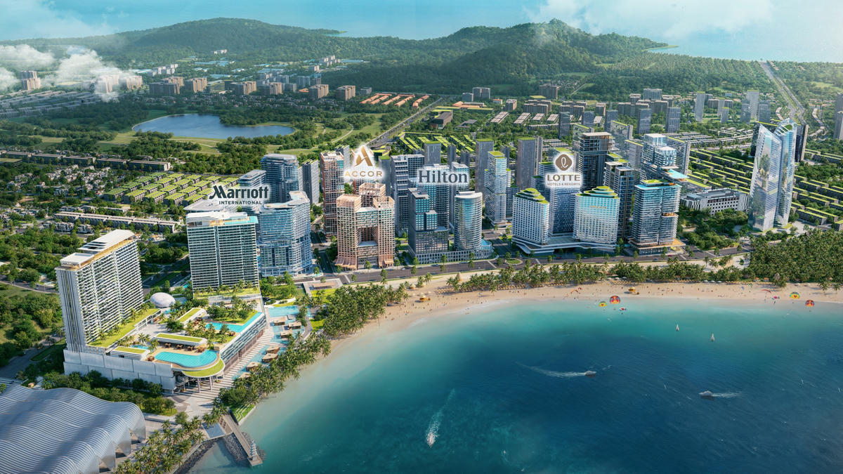 Một “thành phố” khách sạn đang được Sun Group kiến tạo tại khu vực Bãi Đất Đỏ, Phú Quốc, quy tụ 13 thương hiệu khách sạn cao cấp đến từ 5 tập đoàn quản lý hàng đầu thế giới