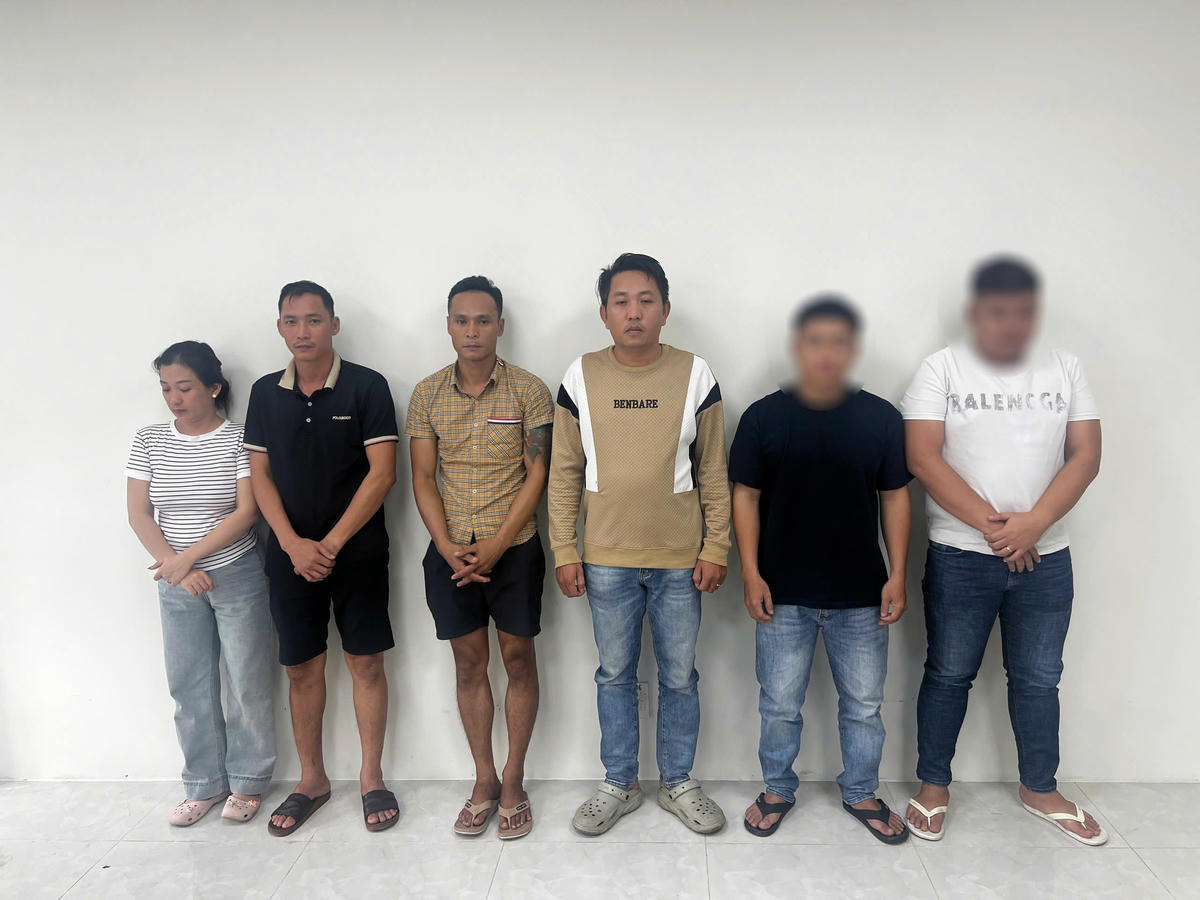 Các đối tượng tại cơ quan điều tra. Ảnh: CA Đà Nẵng.
