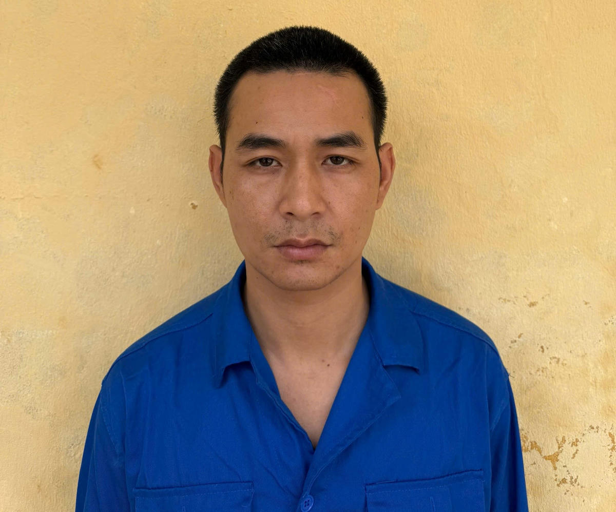 Đối tượng Nguyễn Văn Sáng tại cơ quan công an.