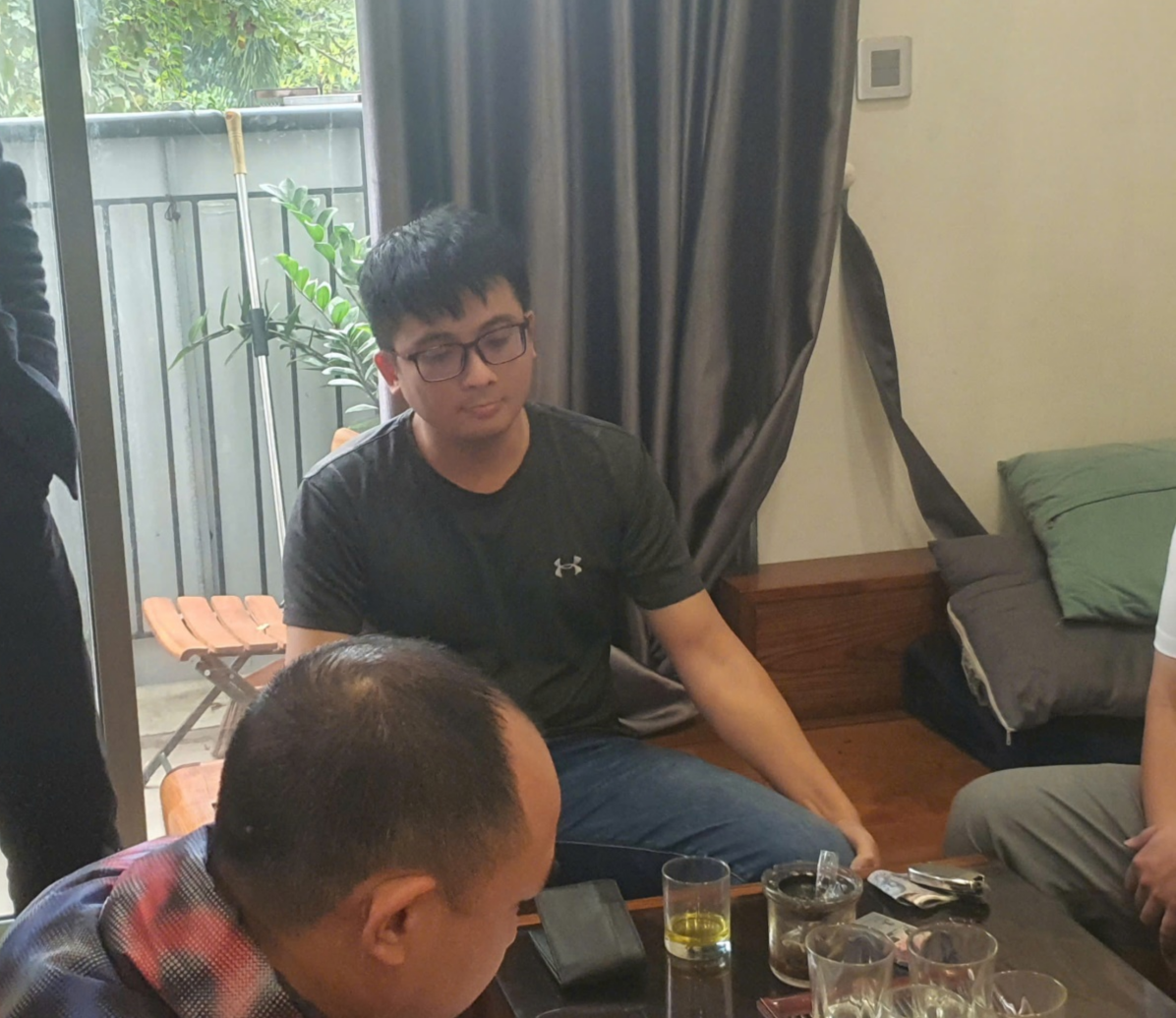 Đối tượng Đào Quang Huy làm việc với cơ quan chức năng.