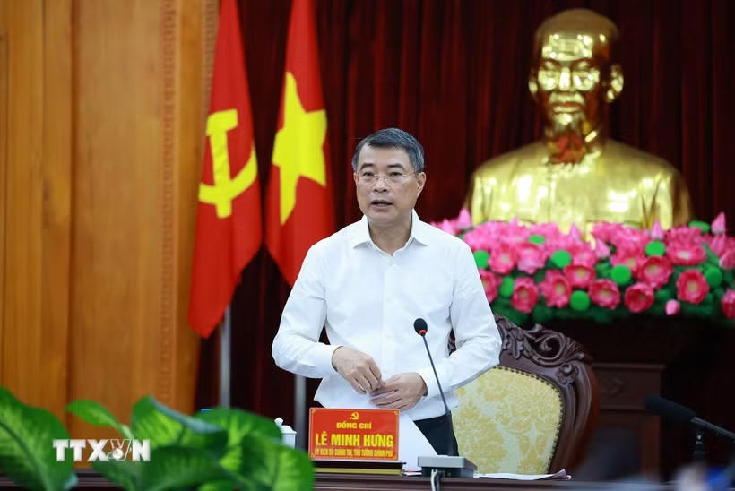 Thủ tướng Lê Minh Hưng làm việc với Ban Thường vụ Tỉnh ủy Lạng Sơn về thực hiện nhiệm vụ phát triển kinh tế-xã hội. (Ảnh: Dương Giang/TTXVN).